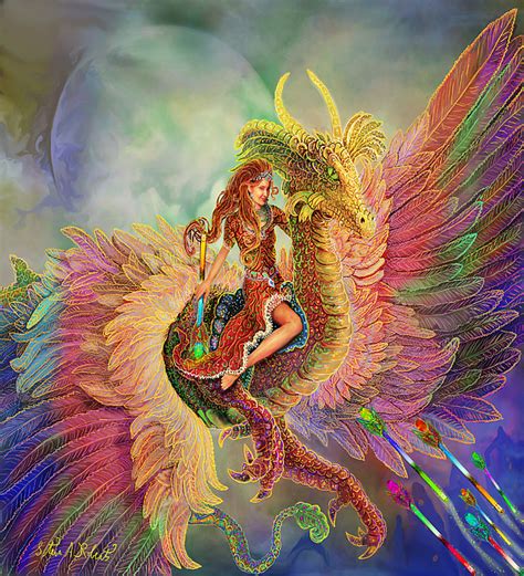 Rainbow Dragon Painting By Steve Roberts