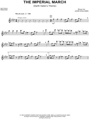 Sheet music super mario bros theme flute trumpet the. "The Imperial March - Flute" from 'Star Wars: The Empire Strikes Back' Sheet Music (Flute Solo ...