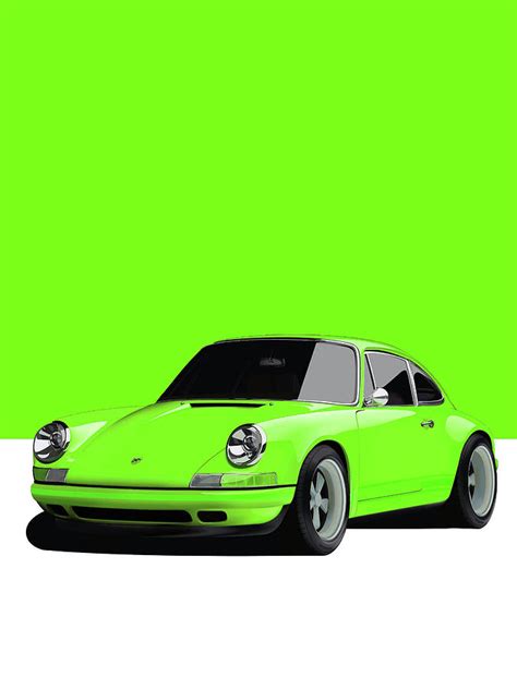 Porsche 911 Classic Restomod Poster Green Digital Art By Thespeedart