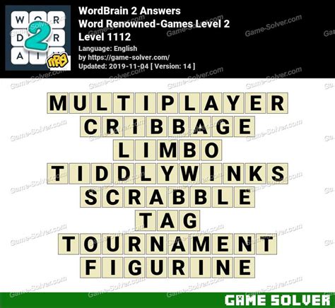 Wordbrain 2 Word Renowned Games Level 2 Answers • Game Solver