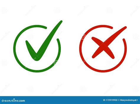 Correct Incorrect Sign Right And Wrong Mark Icon Set Green Tick And
