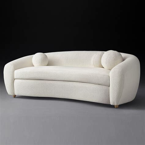 Custom Rsf 4821 3 Seater Modern Rounded White Boucle Sofa Suppliers