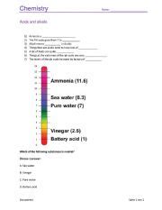 Chemistry worksheets