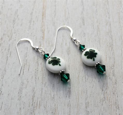 Four Leaf Clover Earrings St Patricks Day Jewelry Etsy Clover