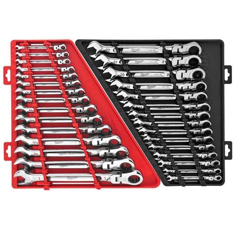 Milwaukee 48 22 9429 Flex Head Ratcheting Sae Combination Wrench Set