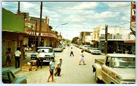 Ciudad Acuna Mexico Busy Street Scene Ca 1960s Cars And Pickup Trucks