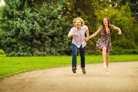Happy Couple Playing In Park Stock Photo Image Of Happines Outdoor