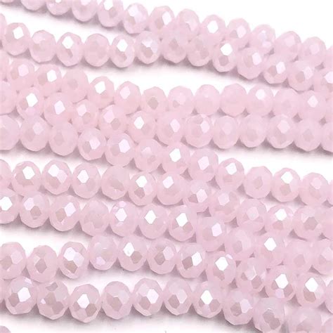 Beads Online Australia Rondelle 4x6mm Imperial Crystal Bead Rondelle 4x6mm 95 Opaque Pink