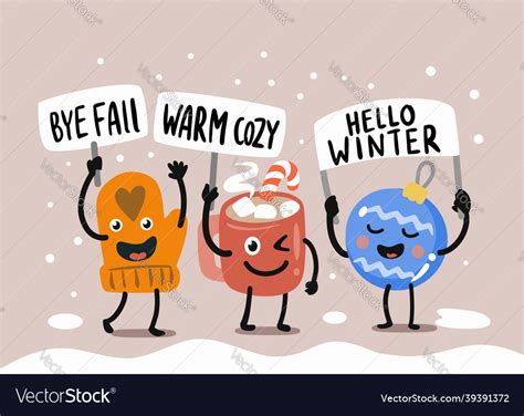 Fun Characters Say Goodbye To Winter Royalty Free Vector