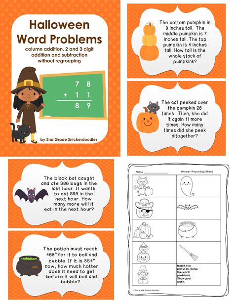 Halloween Word Problems Addition And Subtraction Without Regrouping