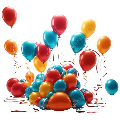 Floating Colorful Balloons On Transparent Background Balloons