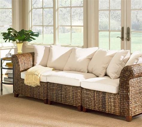 Sectional sofa, in the model there is a variant of four sections. Seagrass 3-Piece Sofa | Pottery Barn - Tropical - Patio ...