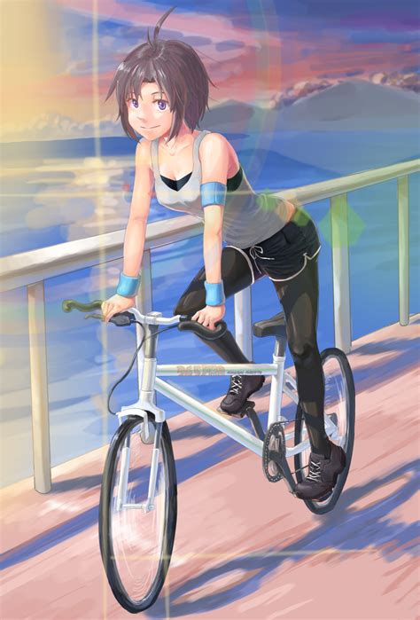 Safebooru 1girl Absurdres Bicycle Bike Shorts Black Hair Exercise Female Highres Idolmaster
