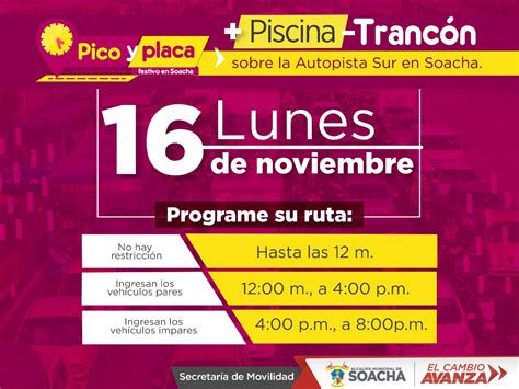 Estos son los horarios del pico y placa que opera en soacha este lunes. Pico y placa en Soacha: así operará restricción este ...