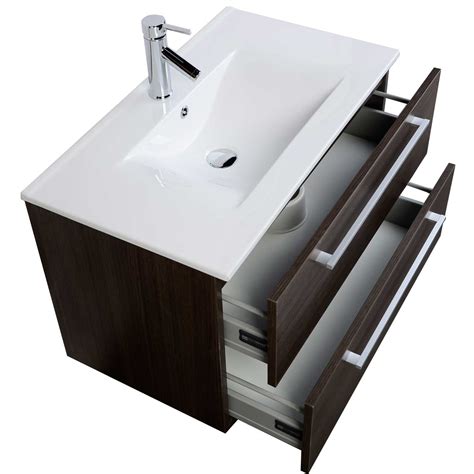 Levi 40, gloss white modern bathroom vanity with acrylic top. Buy 32 Inch Wall-Mount Modern Bathroom Vanity Set Grey Oak ...