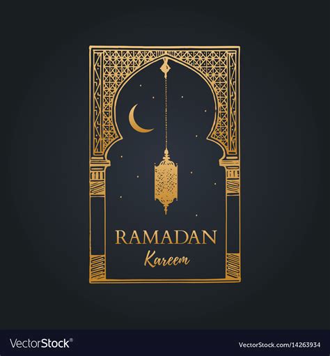 Ramadan Kareem Greeting Card With Calligraphy Vector Image