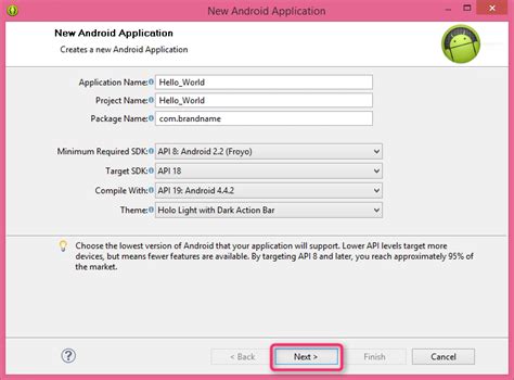 Android Hello World Program Example Using Eclipse Formget