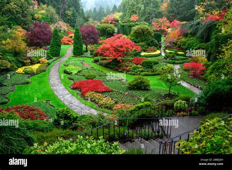 Sunken Gardens Fall Colours Butchart Gardens Victoria Vancouver