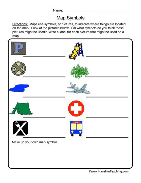 Using This Map Symbols Worksheet Students Write Labels For The Map