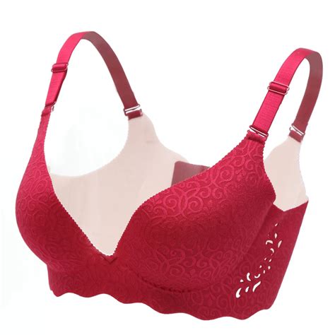 Mozhini Red Wine Color Plus Size No Padded Cup Adjustable Sexy Bra For Women Push Up Bra
