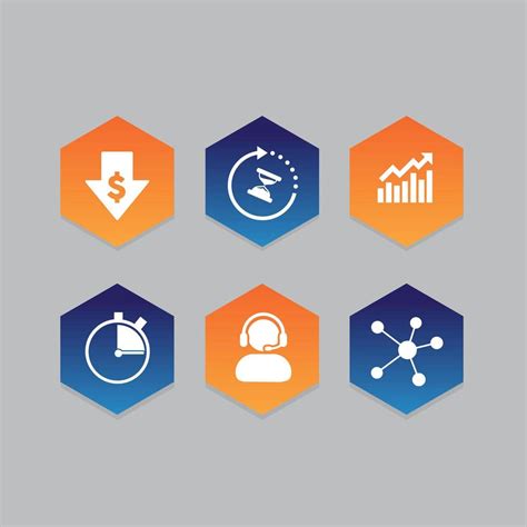 Flat Business Hexagon Icons Set 1185197 Vector Art At Vecteezy