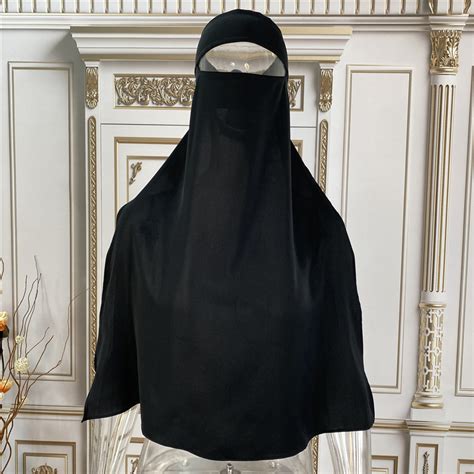 Arab Simple Islamic Female Niqab Solid Color Muslim Overhead Hijab Face