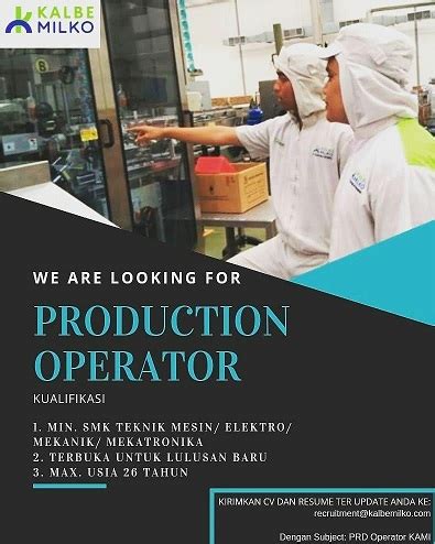 Pt rnr tech/pt rubber and rubber tech. Lowongan Operator Produksi PT Kalbe Milko Indonesia Via ...