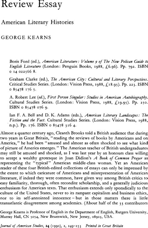 American Literary Histories Journal Of American Studies Cambridge Core