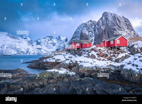 Beautiful And Iconic Hamnoy Village Lofoten Islands Norway Stock