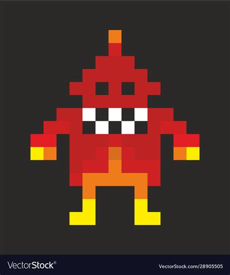 8 Bit Pixel Monster Character From Retro Video Vector Image