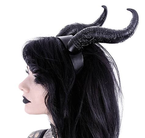 Evil Horns Gothic Headpiece Black Headband Satan Horns Etsy