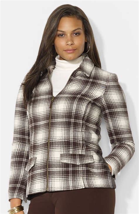 Lauren Ralph Lauren Plaid Wool Blend Jacket Plus Size Nordstrom