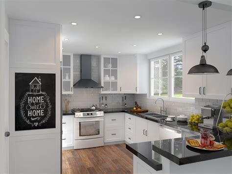 Traditional kitchen design in black and white colors. Interior Design