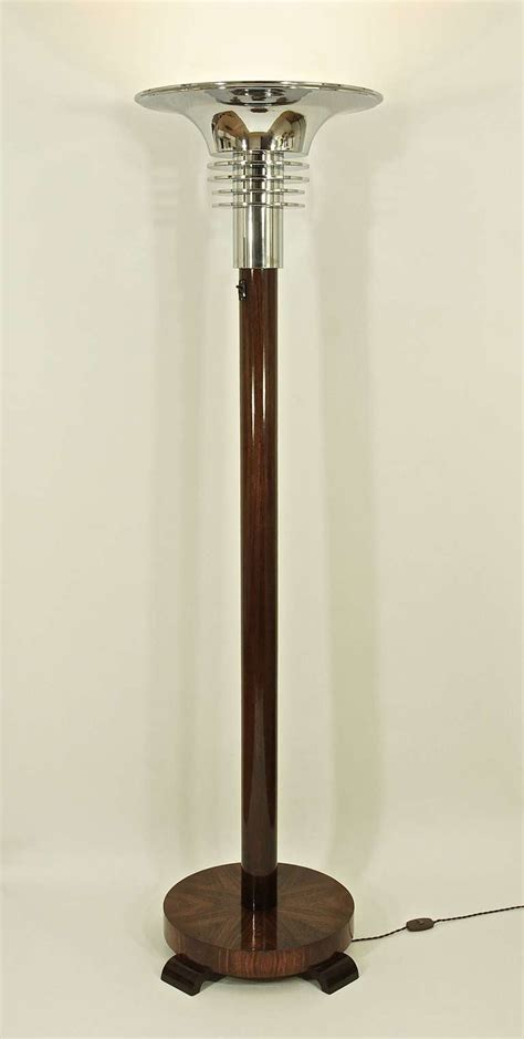 spectacular french art deco chrome and wood torchiere floor lamp at 1stdibs