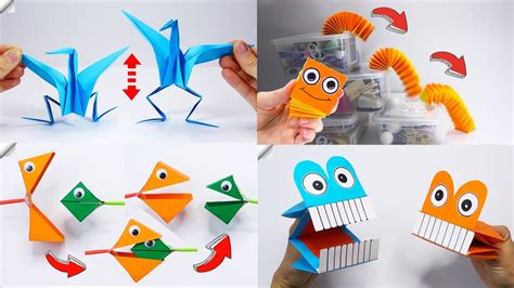 4 Craft Ideas Moving Paper Toys Paper Toys Antistress Youtube