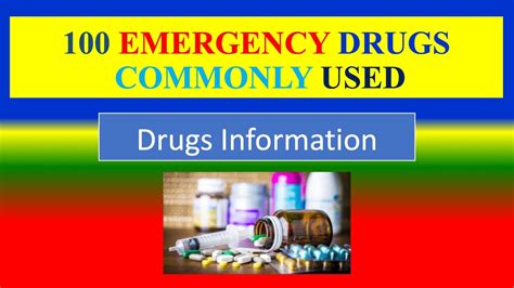 100 Emergency Drugs Commonly Used Youtube