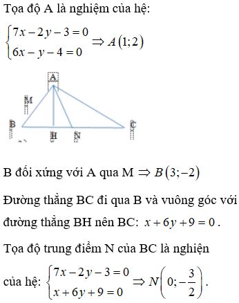Trong mặt phẳng với hệ tọa độ Oxy cho tam giác ABC có M