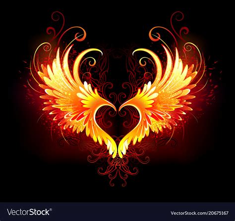 Angel Fire Heart With Wings Royalty Free Vector Image