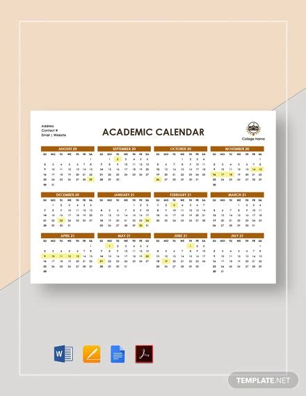 18 Academic Calendar Templates Free Downloads