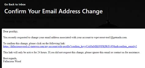 Email Confirmation When You Change Your Email Address From The Edit