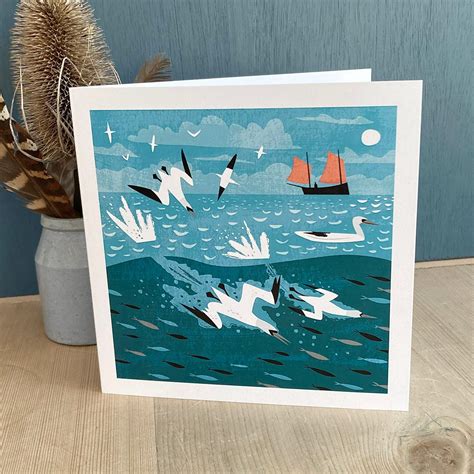 Diving Gannets Greeting Card Mattillustration