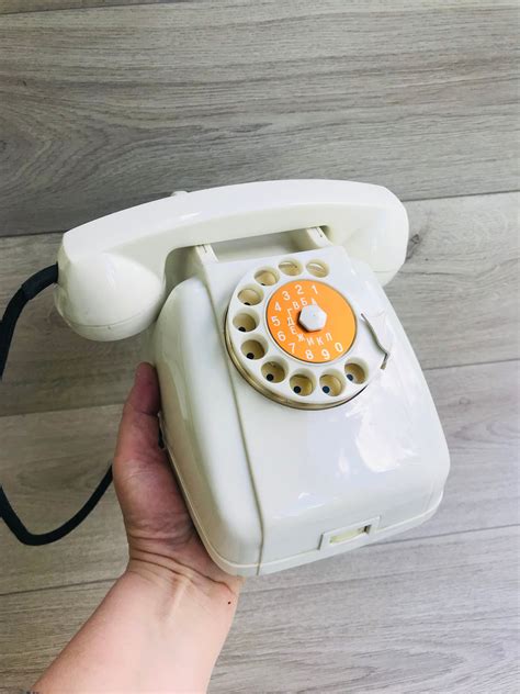 Vintage Milky Color Rotary Phone Plastic Soviet Telephone Desk Etsy