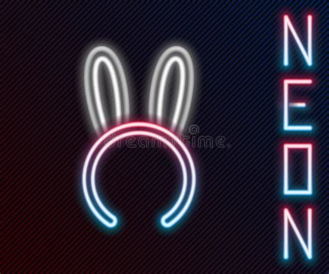 glowing neon line mask with long bunny ears icon isolated on black background fetish accessory
