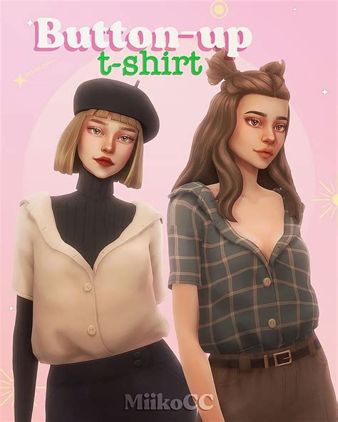 Button Up T Shirt Miiko On Patreon Sims 4 Toddler Sims 4 Sims 4
