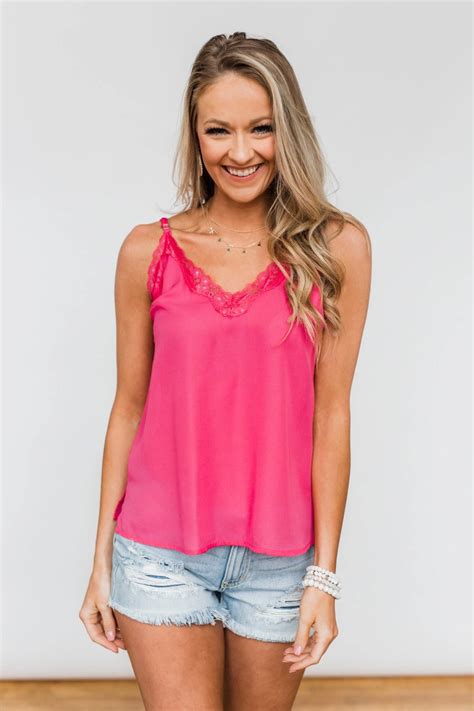 Fulfill My Wishes Lace Tank Top Hot Pink Lace Tank Top Tank Tops