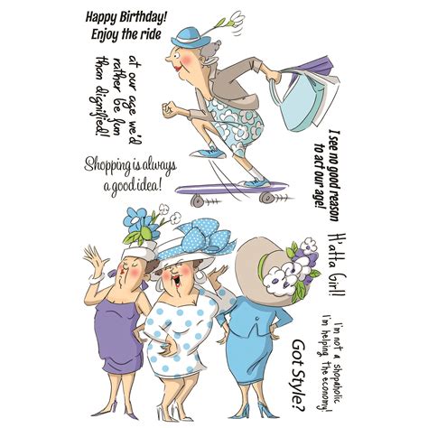 An Image Of Three Women In Dresses And Hats On Skateboards With The Words Happy Birthday Enjoy