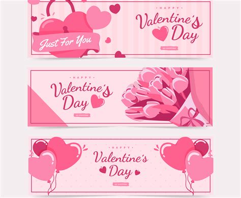 Cute Flat Set Of Valentines Day Website Banners Vector Art And Graphics