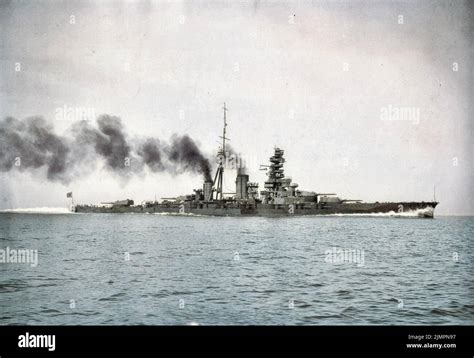 Japanese Battleship Haruna Undergoing Trials After Her Reconstruction