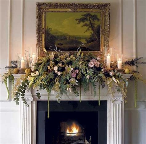 Elegant, different - Christmas mantel decorated with ...