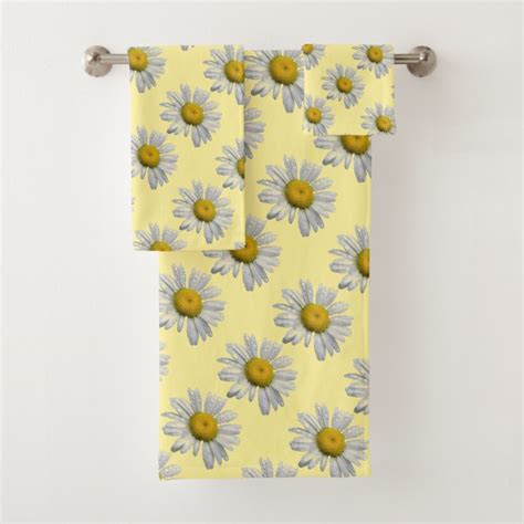 Daisy Garden Flowers Yellow Floral Towel Set